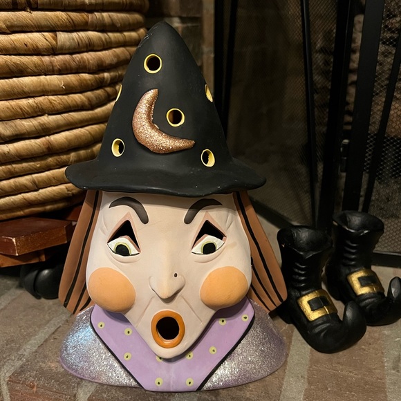 Vintage 10” Tall Witch Halloween Pottery Luminary - Picture 13 of 13